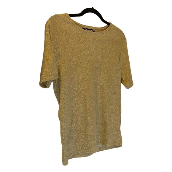 80s VTG Gold Sparkle Knit Sweater Shirt - Picture 1 of 7